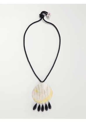 Julietta - Iris Rhodium-plated, Shell, Resin And Cord Necklace - Black - One size