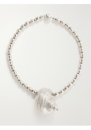 Julietta - Mykonos Rhodium-pleated Beaded Necklace - Silver - One size