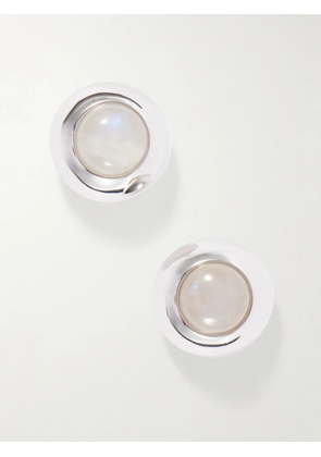 Julietta - Bombé Rhodium-plated Moonstone Earrings - Silver - One size