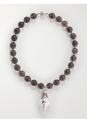 Julietta - Eos Rhodium-plated Quartz Necklace - Brown - One size