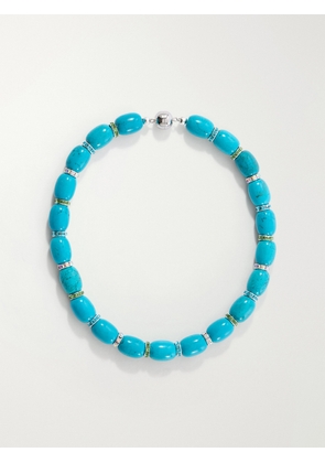 Julietta - Donna Rhodium-pleated Turquoise And Crystal Beaded Necklace - Blue - One size