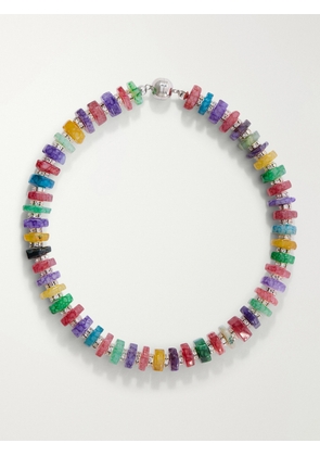 Julietta - Mira Rhodium-pleated Multi-stone Beaded Necklace - One size
