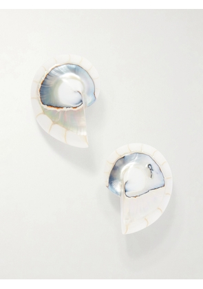 Julietta - Nautilus Rhodium-plated, Shell And Resin Earrings - White - One size