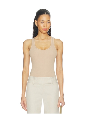 L'AGENCE Nica Scoop Neck Tank Bodysuit in Tan. Size XS. Also in L, M, S.
