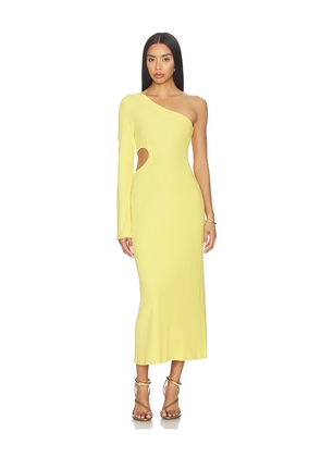 LNA Holden Rib One Shoulder Dress in Yellow. Size S. Also in XS, M, L, XL.