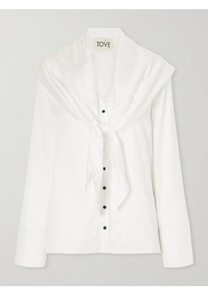 TOVE - Nia Scarf-detailed Cotton-poplin Shirt - White - FR 34,FR 36,FR 38,FR 40,FR 42