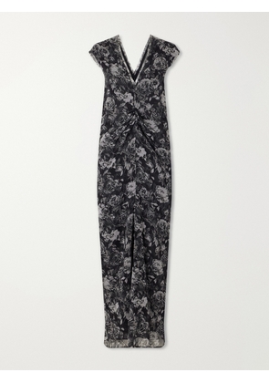 TOVE - Luana Floral-print Ruched Silk Maxi Dress - Black - FR 34,FR 36,FR 38,FR 40