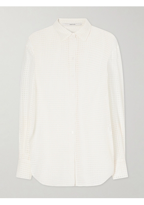 Another Tomorrow - Gingham Point D’esprit Blouse - Neutrals - x small,small,medium,large