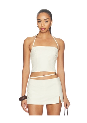 L'Academie Kora Linen Top in Beige. Size XS. Also in XXS, S, M, L, XL.