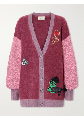 ALÉMAIS - Mlak Bead-embellished Mohair, Alpaca And Wool-blend Cardigan - Pink - xx small,x small,small,medium,large,x large
