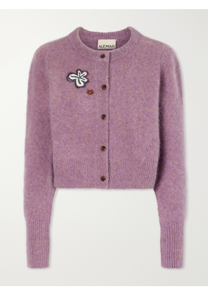 ALÉMAIS - Reggie Sequin-embellished Mohair, Alpaca And Wool-blend Cardigan - Purple - xx small,x small,small,medium,large,x large