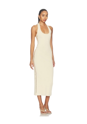 L'Academie Fara Halter Dress in Beige. Size XS. Also in S, M, L, XL.