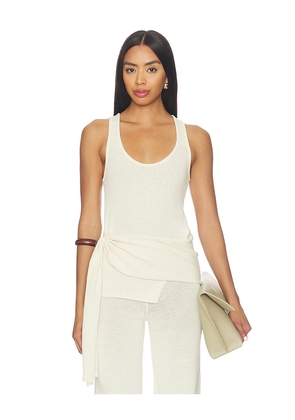 L'Academie Lilyann Drape Tank in Cream. Size XS. Also in XXS, S, M, L, XL.
