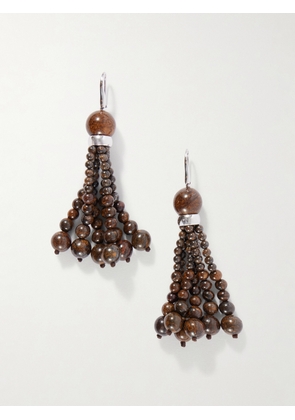 Le Sundial - Venice Opera Tasseled Sterling Silver Bronzite Earrings - Metallic - One size