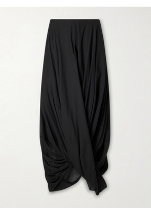 TOTEME - Cocoon Draped Lyocell And Organic Cotton-blend Maxi Skirt - Black - EU 32,EU 34,EU 36,EU 38,EU 40,EU 42