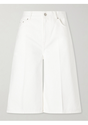 TOTEME - Denim Wide-leg Shorts - White - 23,24,25,26,27,28,29,30,31,32