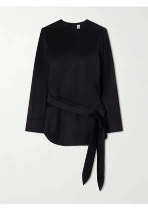 TOTEME - Belted Satin Blouse - Black - EU 32,EU 34,EU 36,EU 38,EU 40,EU 42