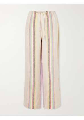 STAUD - Mateo Striped Linen Wide-leg Pants - Neutrals - x small,small,medium,large,x large