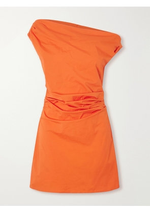 STAUD - Phare Draped Cotton-blend Poplin Mini Dress - Orange - US00,US0,US2,US4,US6,US8,US10,US12