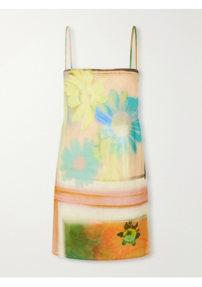 STAUD - Laura Printed Linen Mini Dress - Multi - x small,small,medium,large,x large