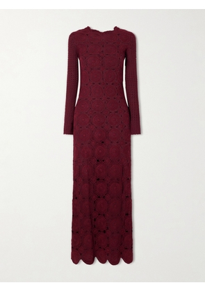 ESCVDO - Siula Crocheted Cotton Maxi Dress - Burgundy - x small,small,medium