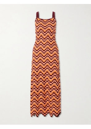 ESCVDO - Marea Striped Crocheted Cotton Maxi Dress - Orange - x small,small,medium,large,x large