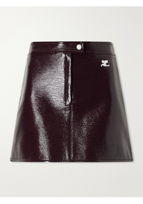 COURREGES - Reedition Appliquéd Coated Cotton-blend Mini Skirt - Burgundy - FR 34,FR 36,FR 38,FR 40,FR 42,FR 44
