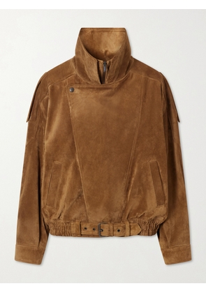 SAINT LAURENT - Paneled Suede Bomber Jacket - Brown - FR 34,FR 36,FR 38,FR 40