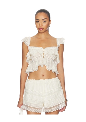 LoveShackFancy Linata Top in Ivory. Size 4. Also in 0, 2, 6, 8, 10.