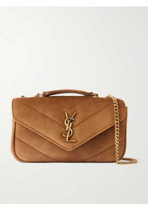 SAINT LAURENT - Loulou Cassandre-embellished Suede Shoulder Bag - Brown - One size