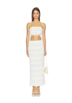 MORE TO COME Marjane Maxi Skirt Set in White. Size XXS. Also in XS, S, M, L, XL.