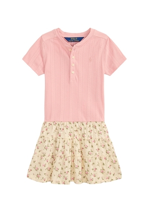 Polo Ralph Lauren Kids Short Sleeve Pointelle Knit Henley Dress in Rose. Size 2. Also in 3, 4.