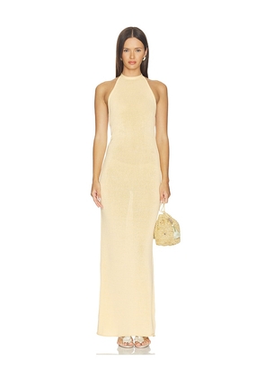SEROYA Keri Knit Maxi Dress in Yellow. Size M. Also in XS, S, L.