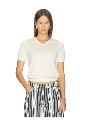 RENGGLI V-neck Knit Tee in White. Size XXS. Also in XS, S, M, L.