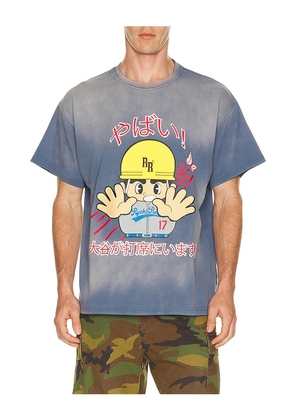 Ryoko Rain Caution Home Run Tee in Blue. Size S. Also in M, L, XL/1X.