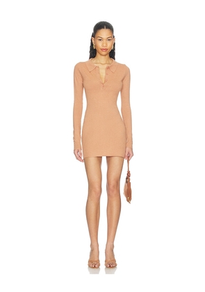 SNDYS Veda Knit Mini Dress in Tan. Size XXS. Also in XS, S, M, L.