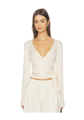 SNDYS Nikola Wrap Top in Cream. Size XXS. Also in XS, S, M, L.