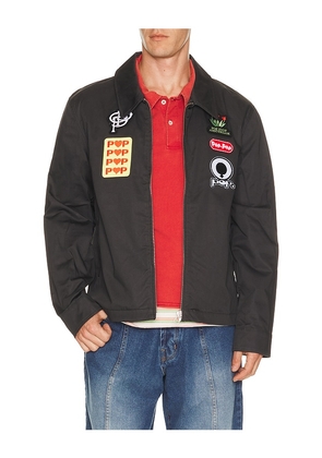 Pop Trading Company Full Zip Worker Jacket in Black. Size S. Also in M, L, XL/1X.