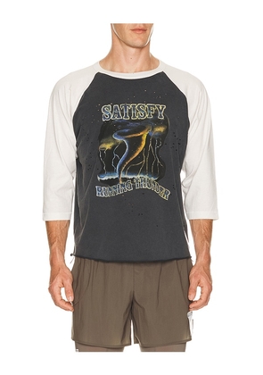 Satisfy Mothtech Baseball Tee in Grey. Size S. Also in M, L.