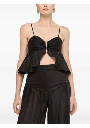 NISSA ruffled lyocell crop top - Black