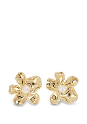 Self-Portrait pearl flower earrings - Gold