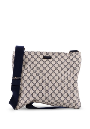 Gucci Pre-Owned Zip Top Messenger Bag GG Coated Canvas Large crossbody bag - Blue