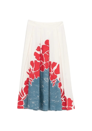 ZANETTI floral-print pleated midi skirt - Neutrals