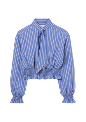 Claudie Pierlot striped poplin tie-neck top - Blue