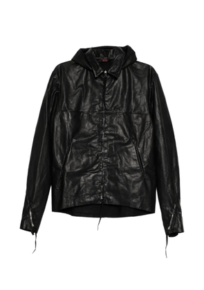 Ma+ detachable-hood leather biker jacket - Black