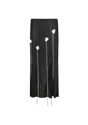 Moschino floral-appliqué longline maxi skirt - Black