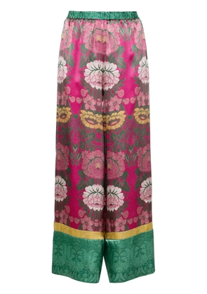 Pierre-Louis Mascia floral-jacquard silk trousers - Pink