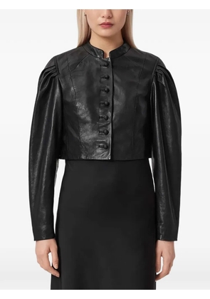 AllSaints Sadie puff-sleeve leather jacket - Black