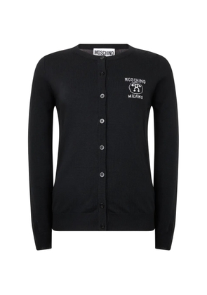 Moschino logo-embroidered virgin-wool cardigan - Black