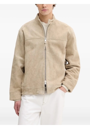 AllSaints Felix suede band-collar jacket - Neutrals